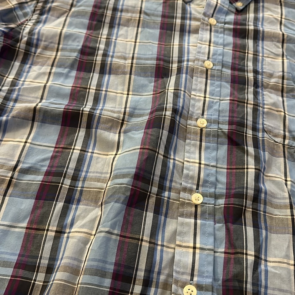 Saddlebred Blue White Purple Plaid Long Sleeve Button Down Mens Shirt XXL - Picture 3 of 13